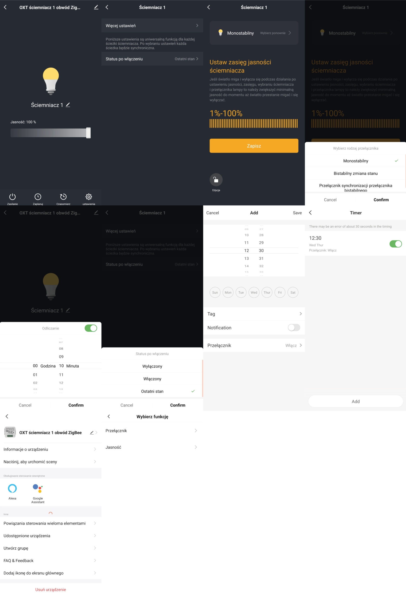 Moduł OXT mini ściemniacz 1 obwód ZigBee TUYA Rodzaj przełącznik