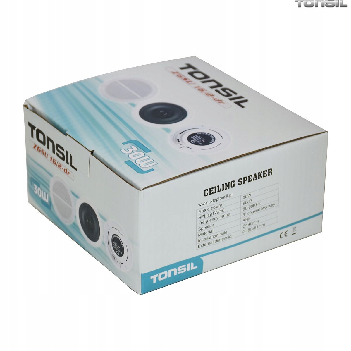 Głośnik sufitowy Tonsil ZGSU 16/2-DR Wewnętrzny 30 W RMS Stan opakowania oryginalne