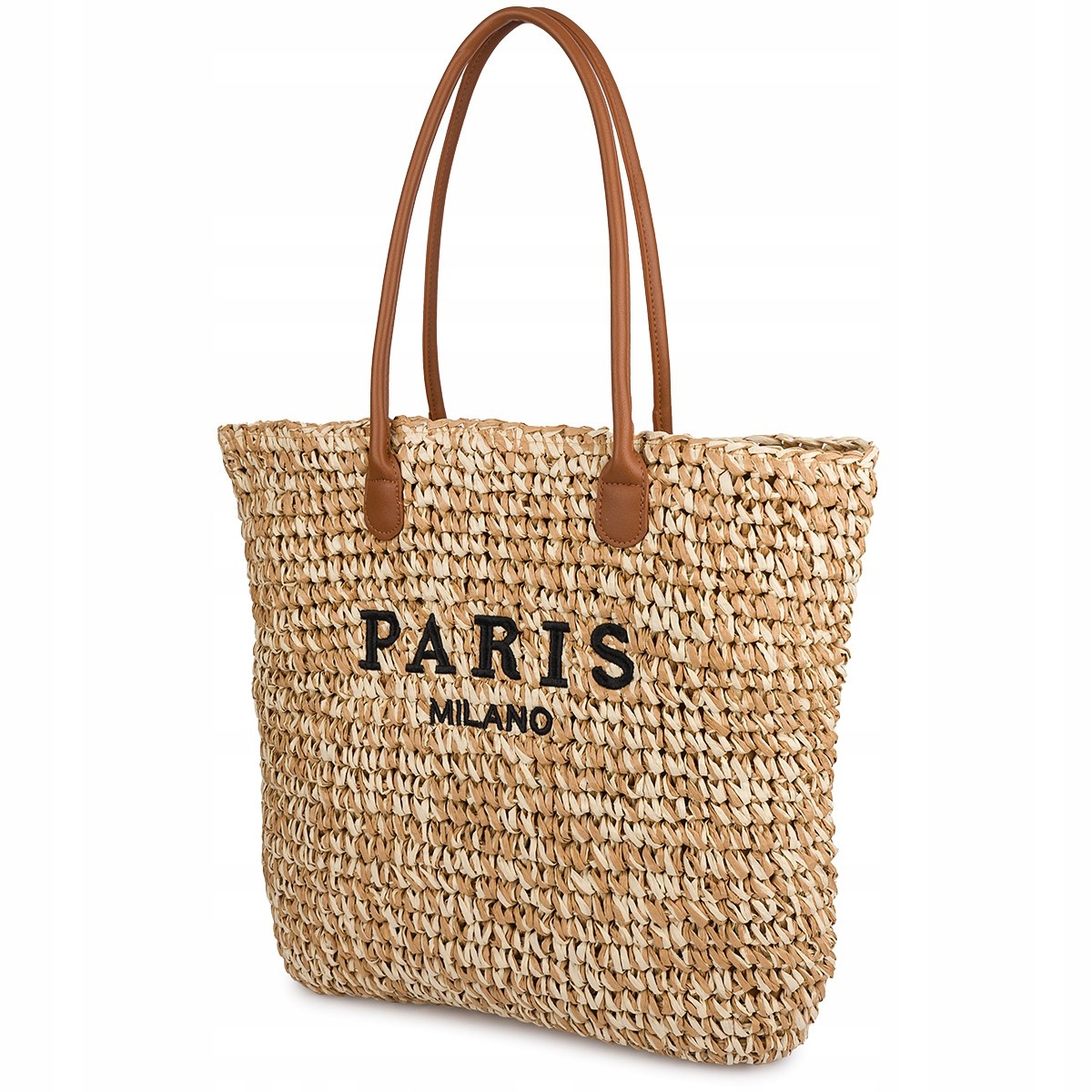 Velká plážová taška na léto, rukojeti, pevný košík, pletenina