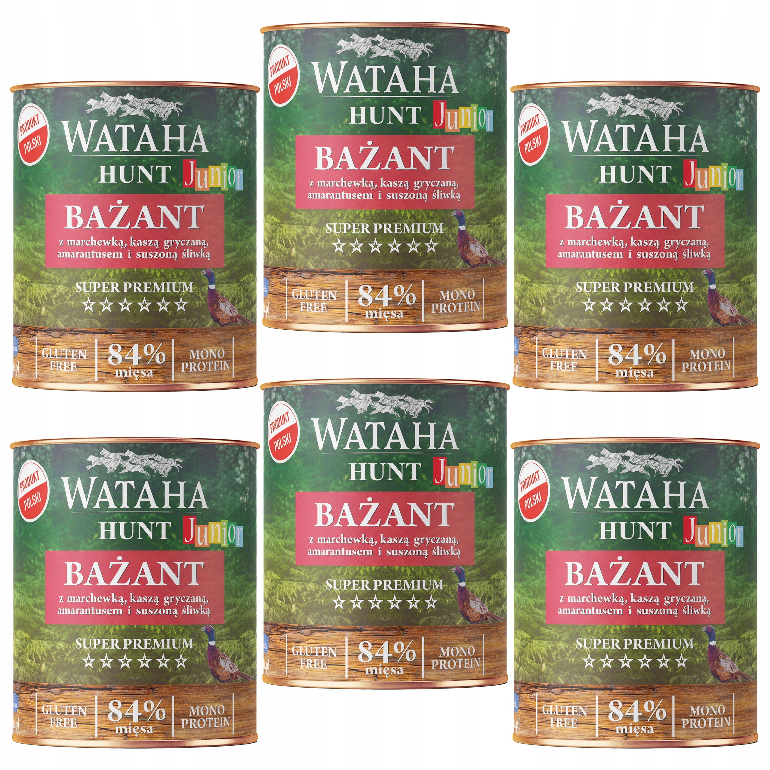 Levně Wataha Hunt Junior krmivo Bažant s mrkví a sušenými švestkami 6 x 800 g