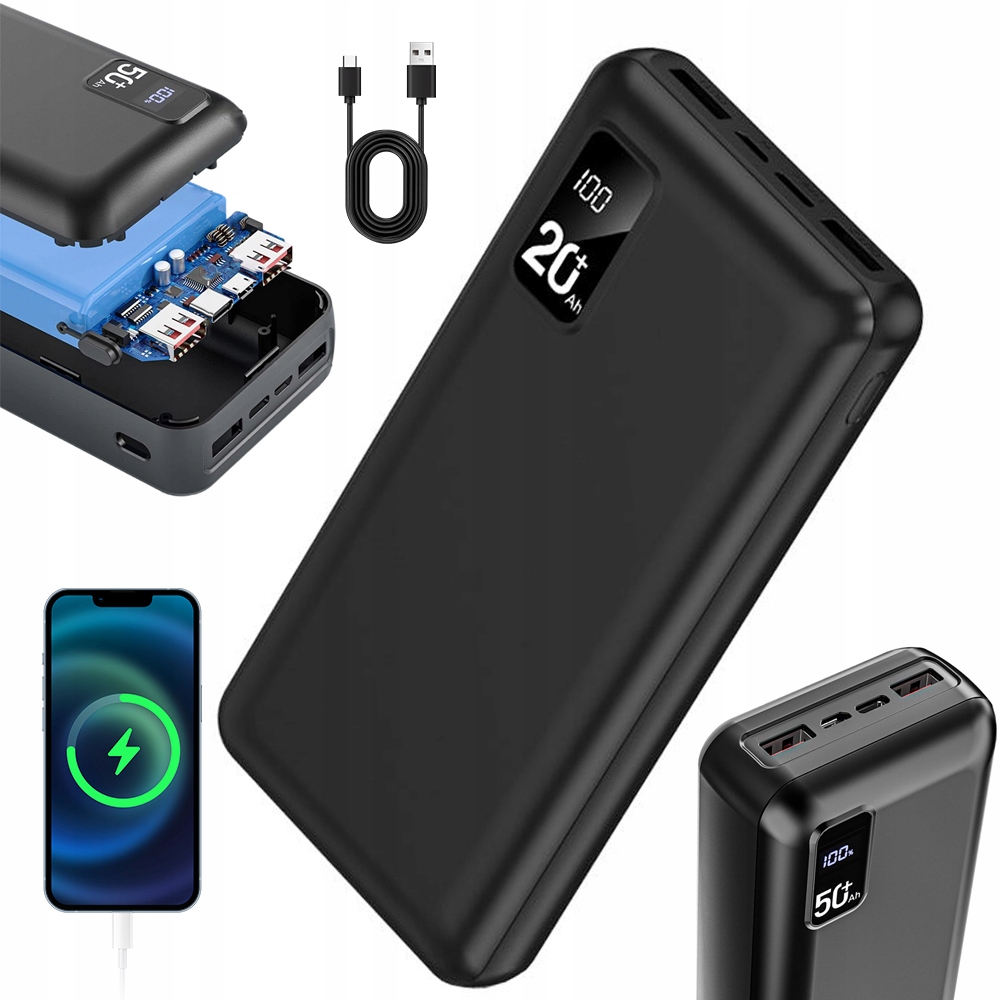 Powerbanka 50 000 Mah S 2 Usb A 1 Type-c Pro Telefony, Tablety A Sluchátka