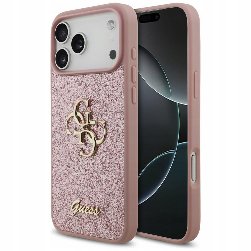 Pouzdro Guess Fixed Glitter 4G pro iPhone 18 Pro Max 17 Pro Max, růžové