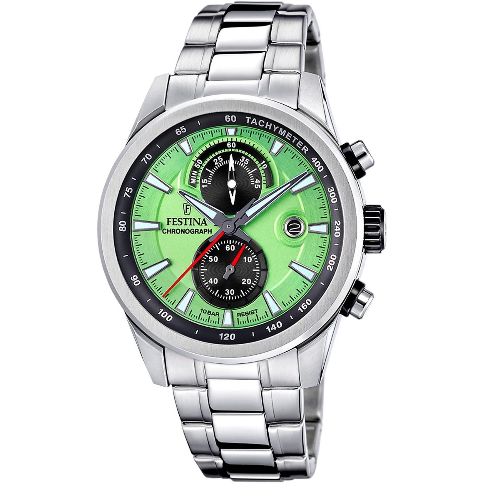 Festina Timeless Chronograph 20694/3 Hodinky se zeleným ciferníkem chronograf