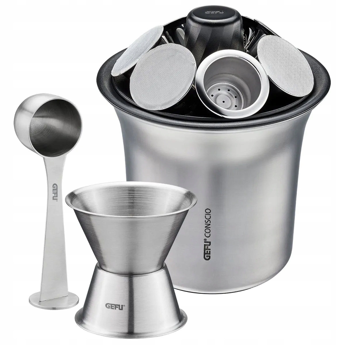 Levně Gefu Conscio Sada na kávu Trychtýř 4 kapsle kávy 80 samolepek