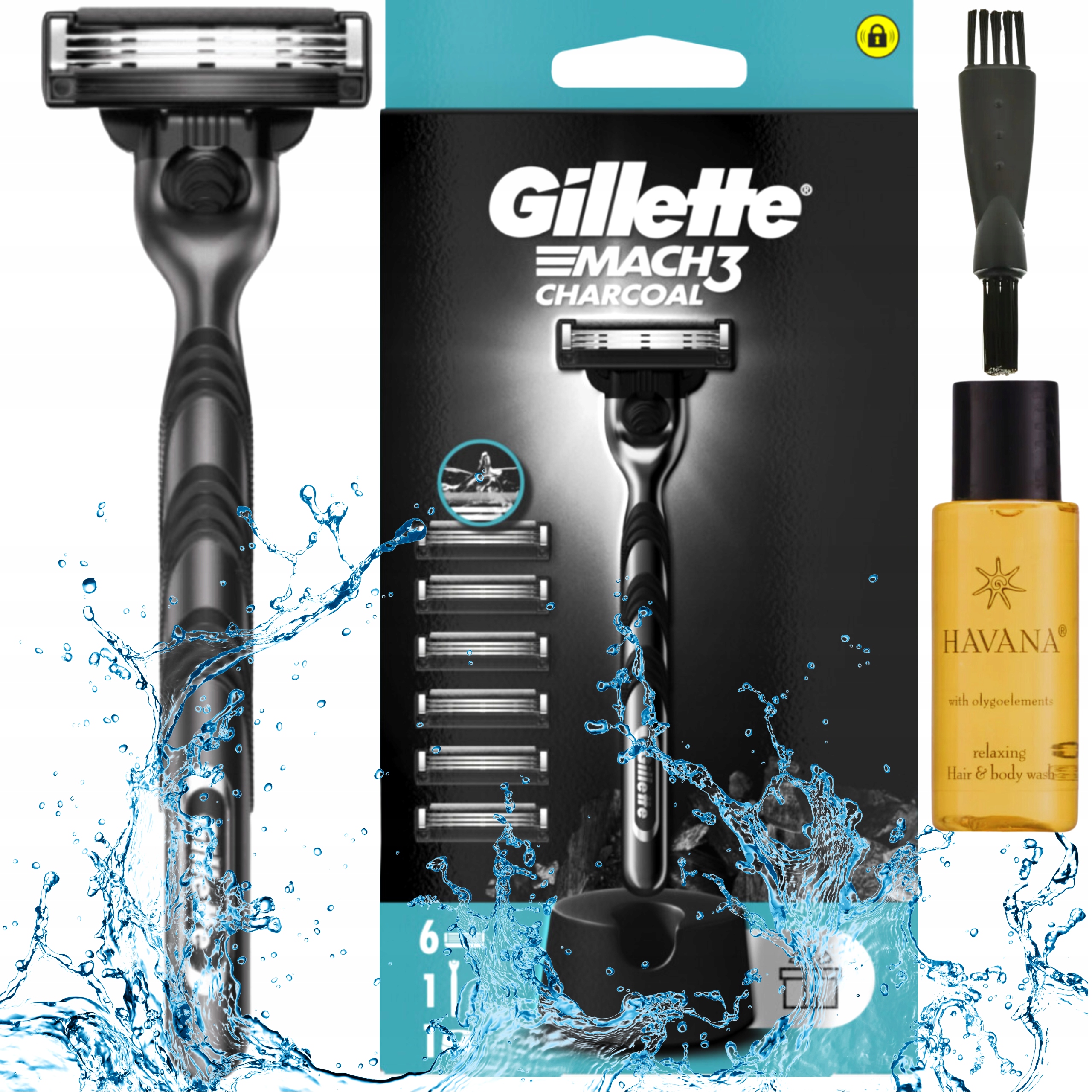 Maszynka Gillette Golarka MACH3 6 Ostrzy Wkładów Stojak Zestaw 10w1