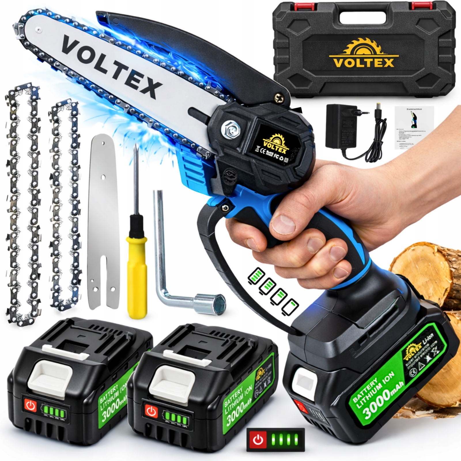 Piła Łańcuchowa Akumulatorowa Bezszczotkowa Elektryczna Do Gałęzi 2AKU 2ŁAŃ