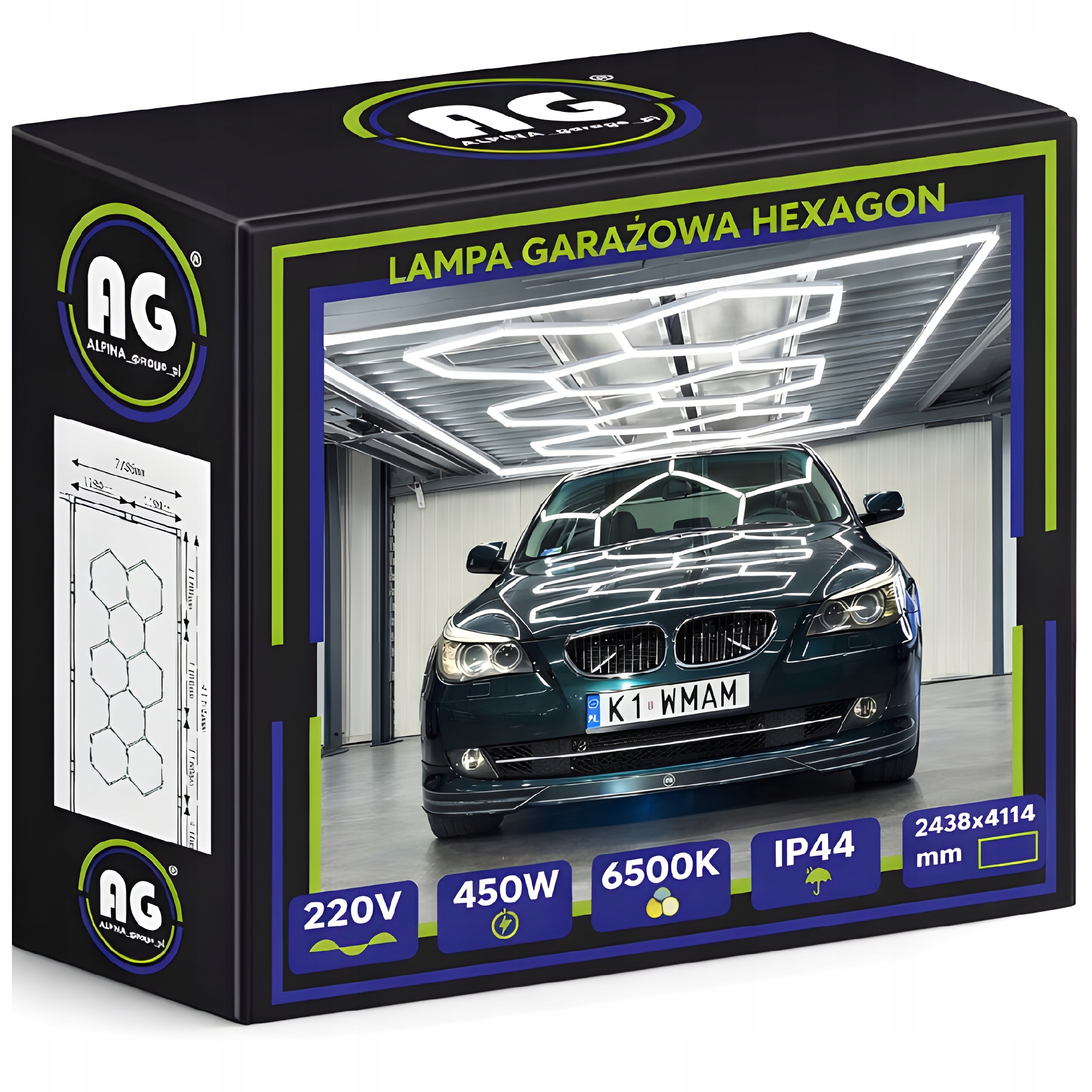 Hexagón Led Lampa Osvetlenie Garáž Dielňa Dom 6500K 750W 2906X5050 mm