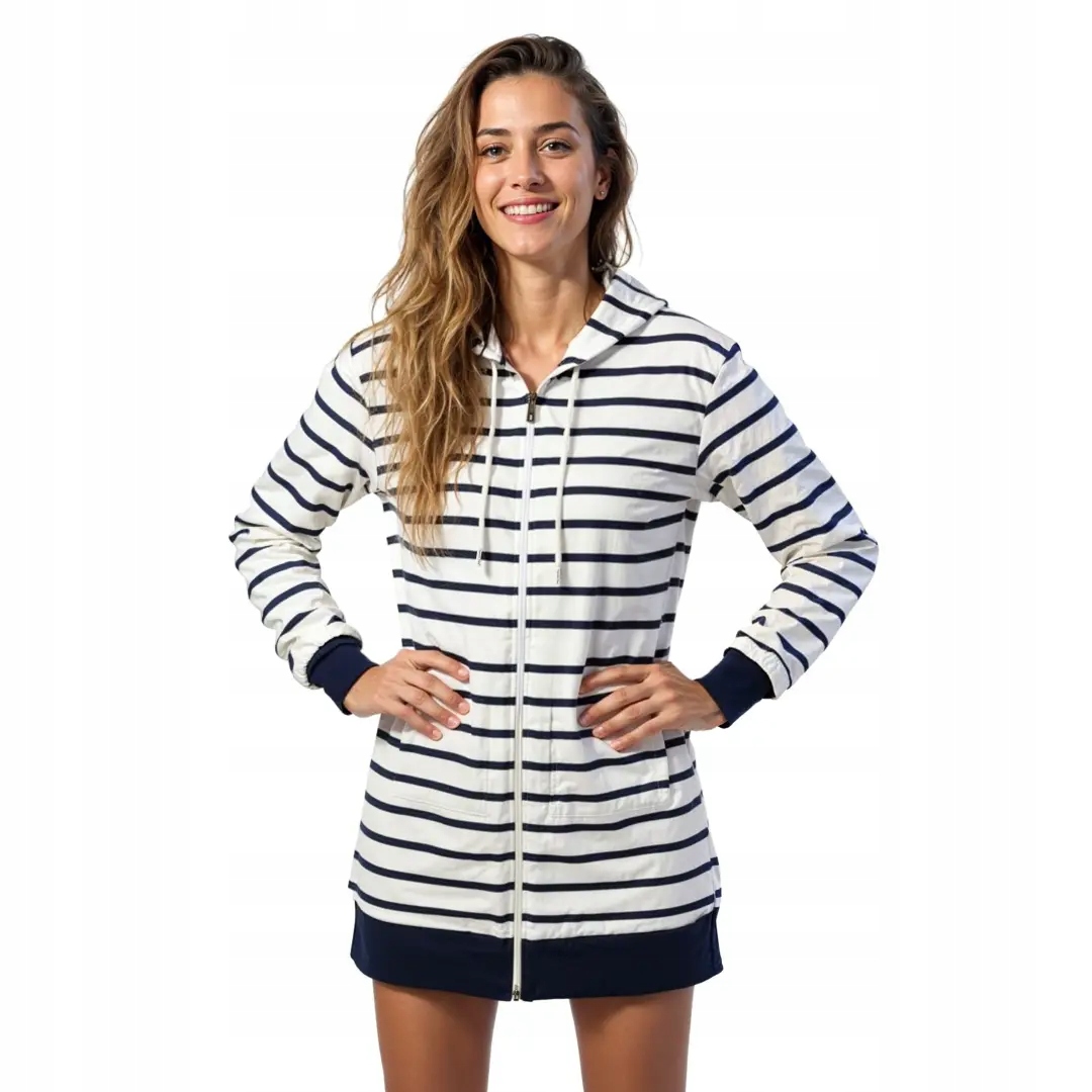 Rozepínací mikina námořnická tunika bílá s modrými pruhy Captain Mike M