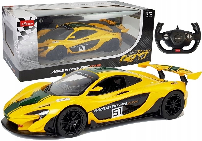 Auto McLaren P1 Gtr Samochód Zdalnie Sterowany Rc Rastar Żółty 1:14