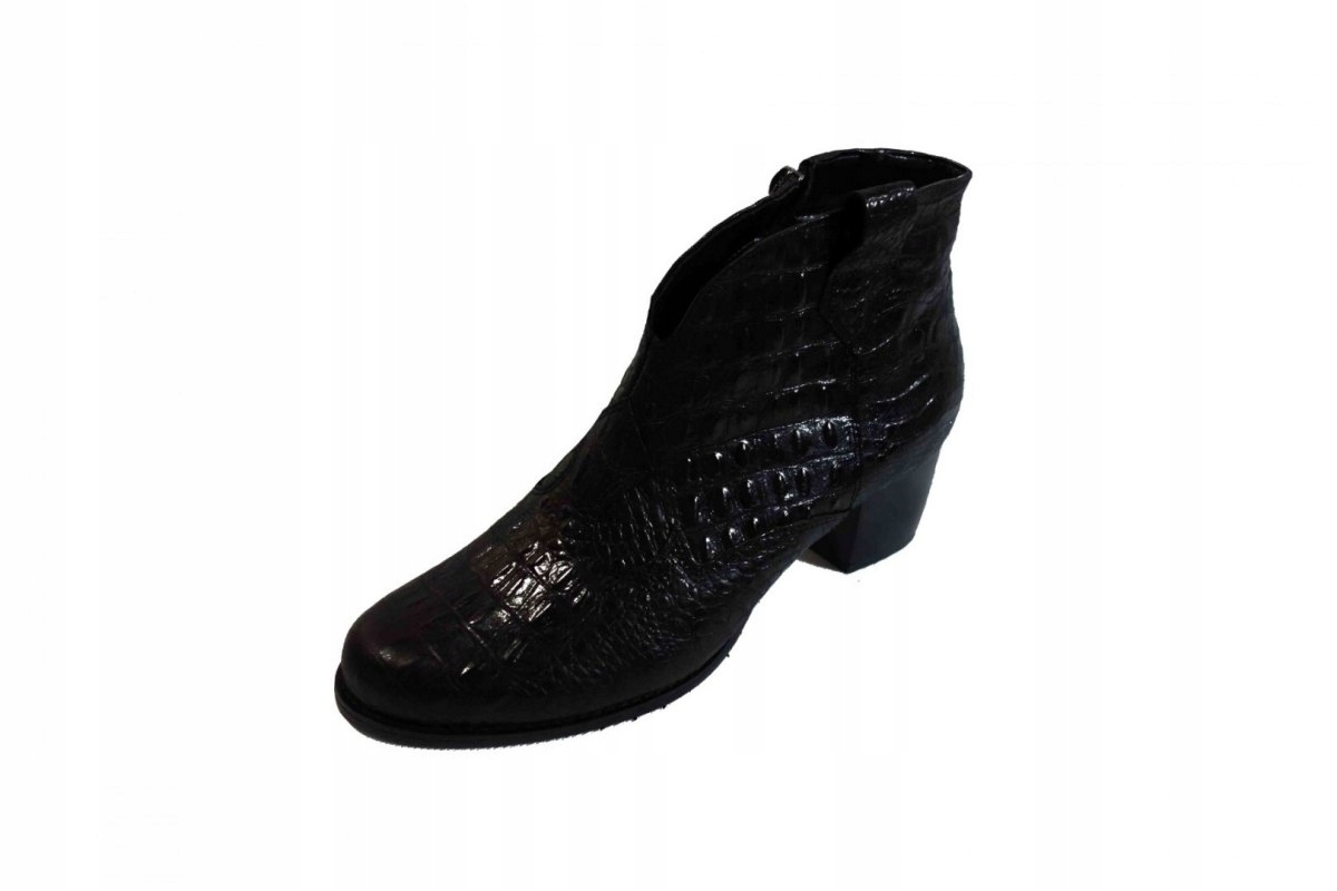 

Skórzane Botki szerokie tęgośc H Obcas 5,5 42