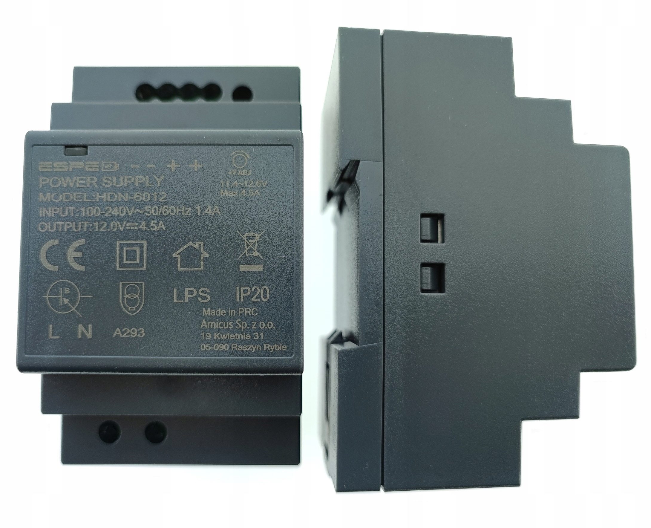 

Zasilacz na szynę Din 12V 4,5A 54W Espe HDN-6012