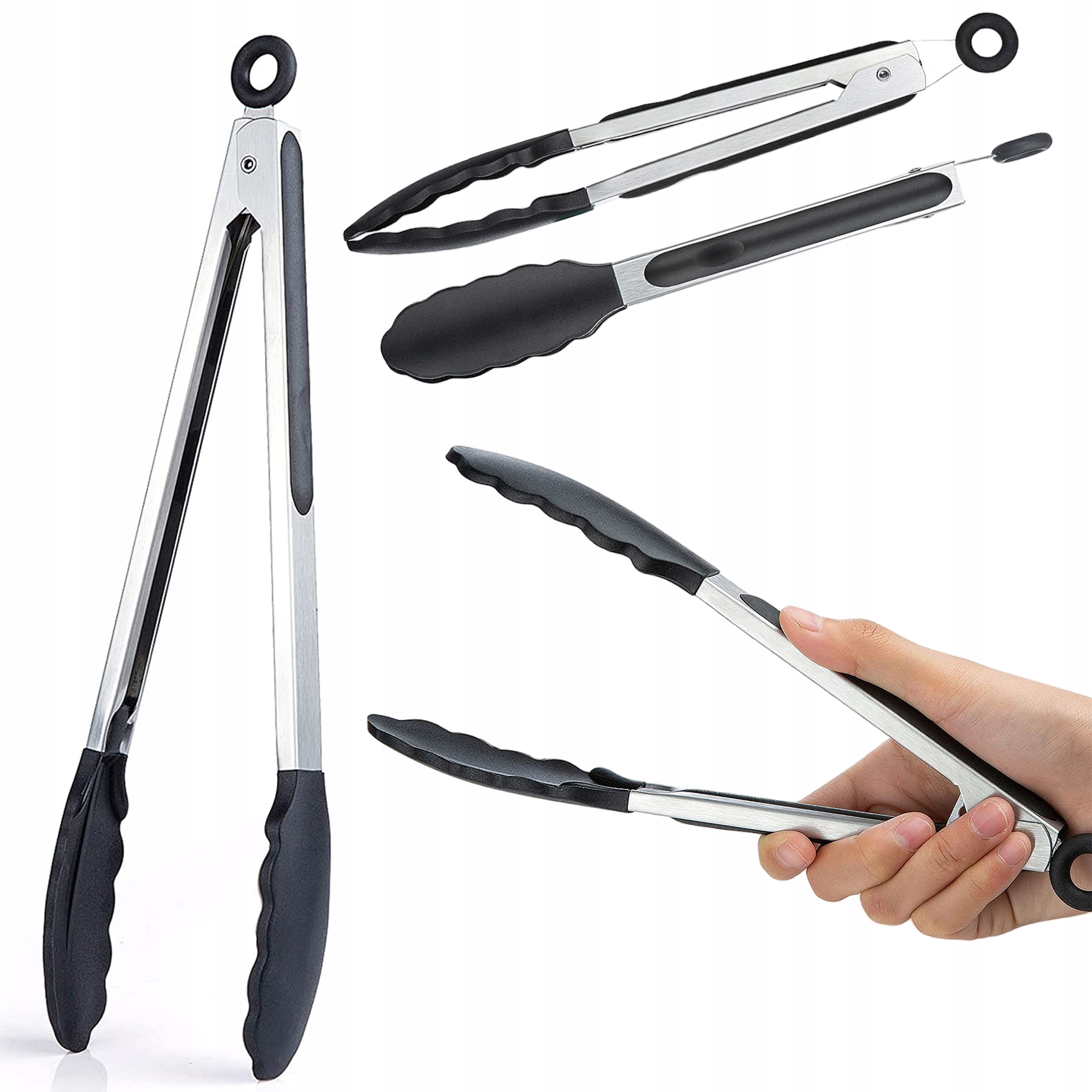 SZCZYPCE KUCHENNE SILIKONOWE DO GRILLA MIĘSA STAL Marka Rossner