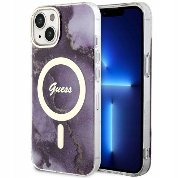Originální pouzdro Guess pro iPhone 14 15 13 6.1" purpurové obal MagSafe