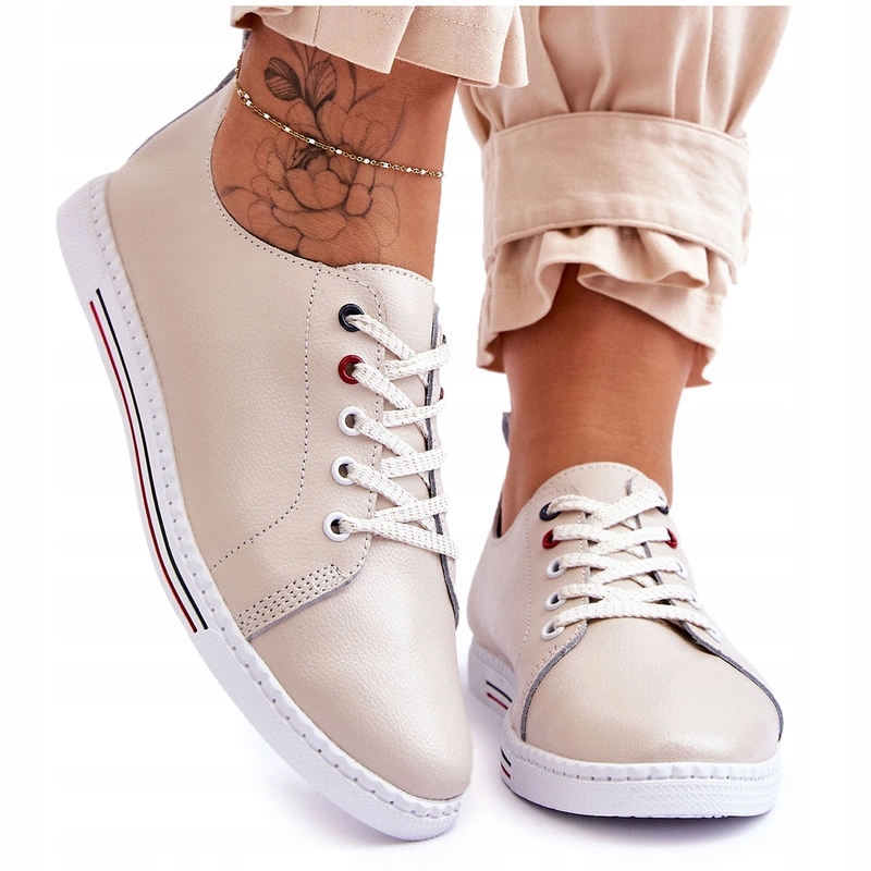 Dámské Kožené Tenisky S.barski LR268R Béžové 36