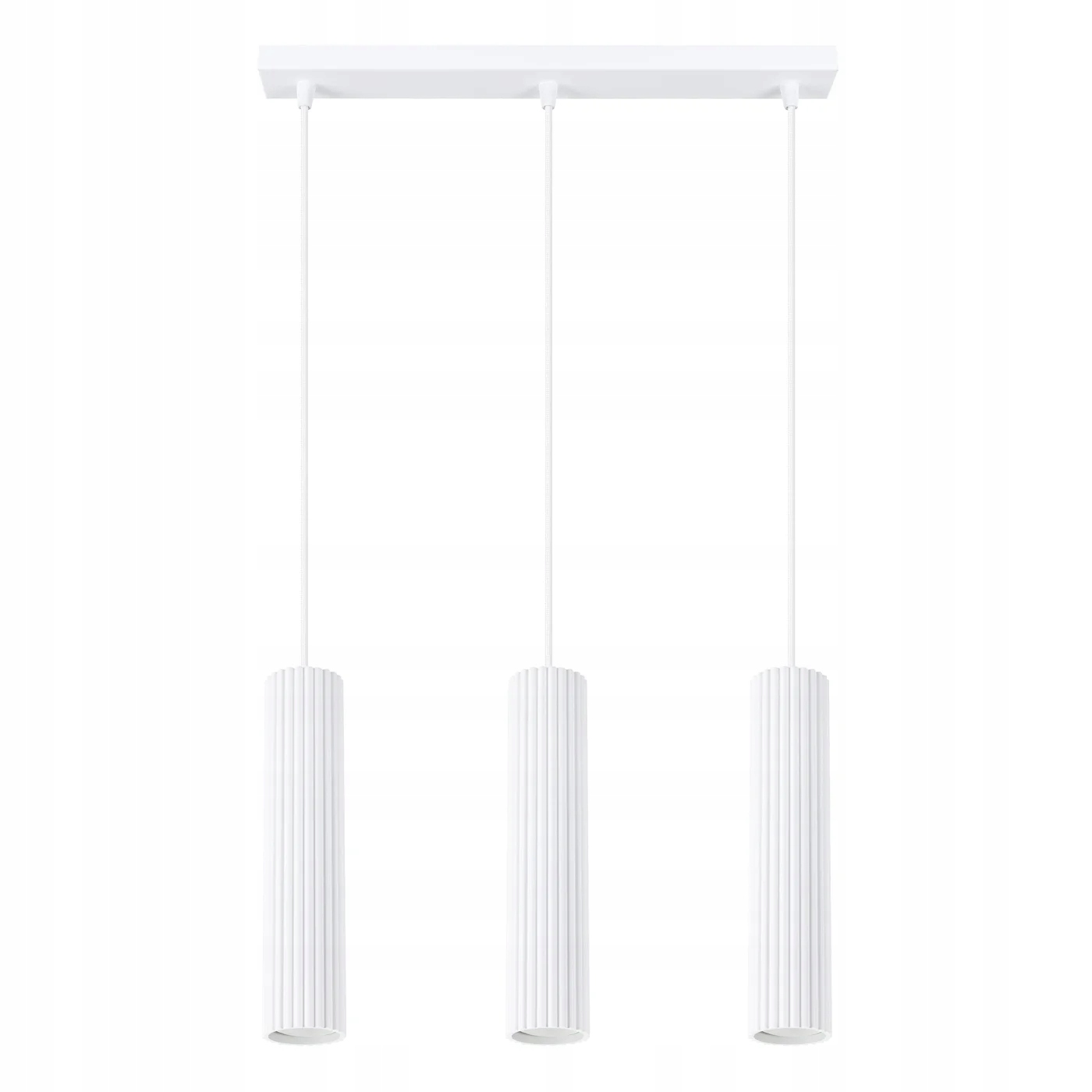 Trojitá závesná lampa biela s vrúbkovanými tubami 30 cm nad stôl a ostrovček Sollux