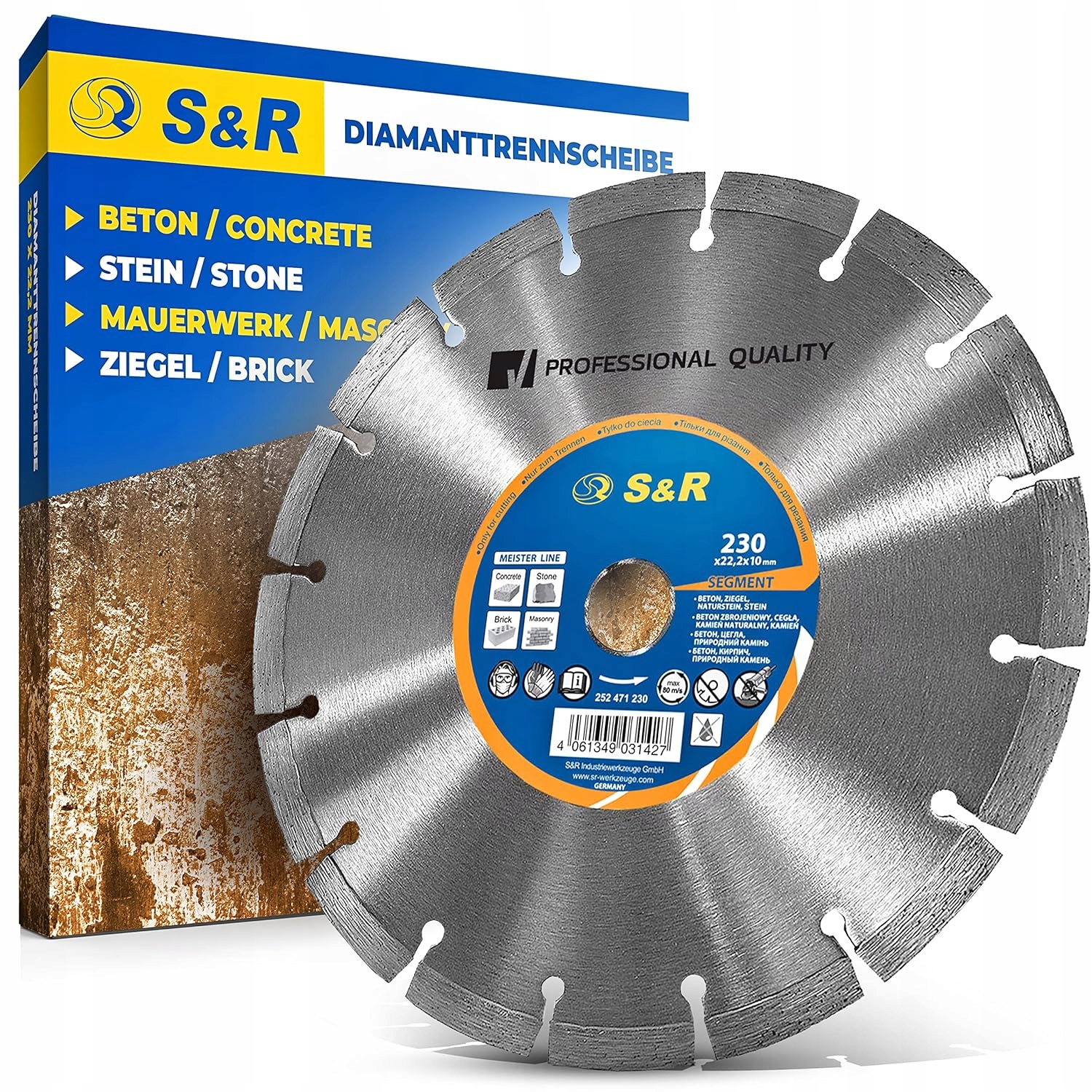 Tarcza diamentowa segmentowa 230mm S&r do gresu betonu kamienia
