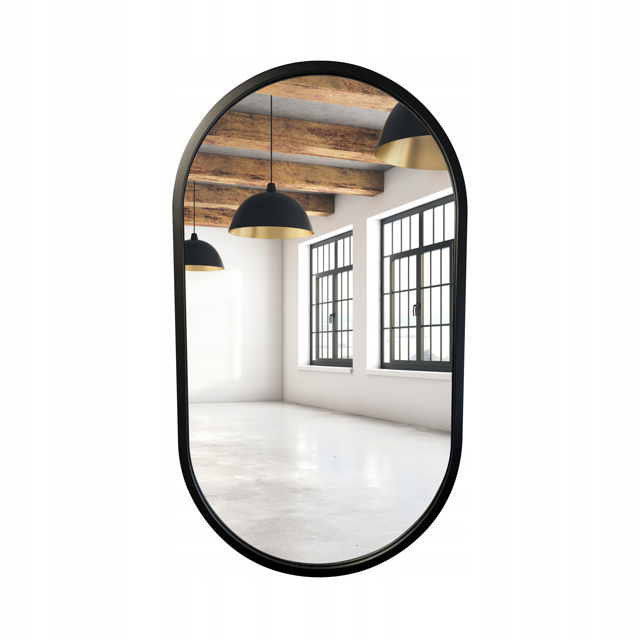 

Lustro owalne czarne loft 50x85 cm