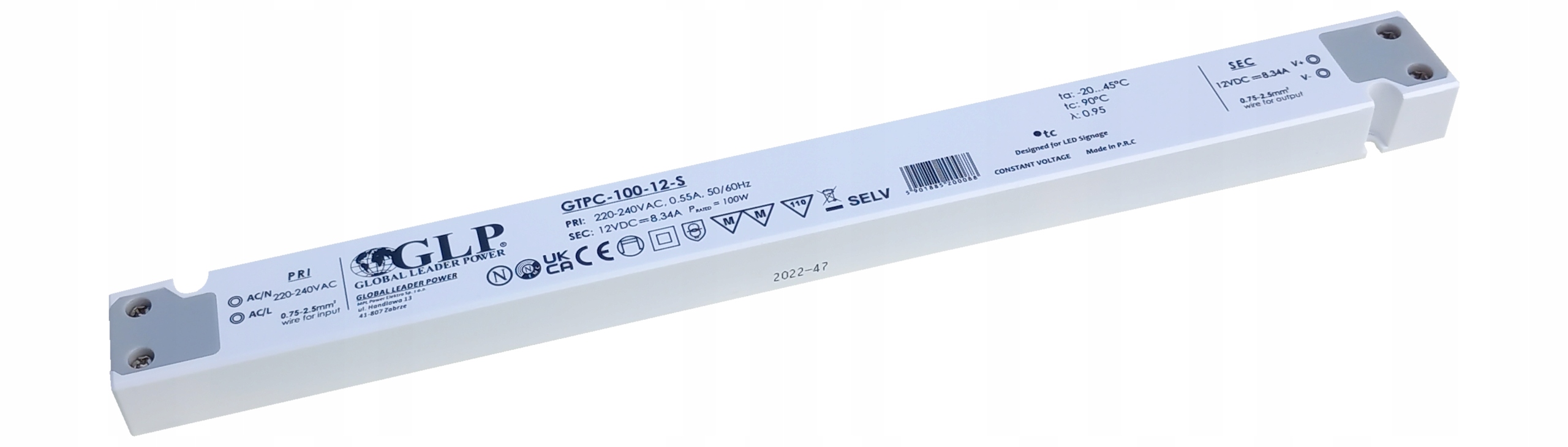 Zasilacz Led Glp 12V 8,33A 100W slim GTPC-100-12-S