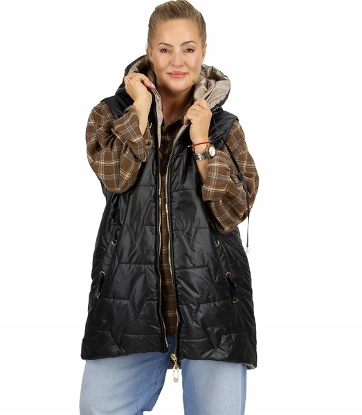 Dlouhý dámský vesta Plus Size – zeštíhlující střih Agrafka 5XL