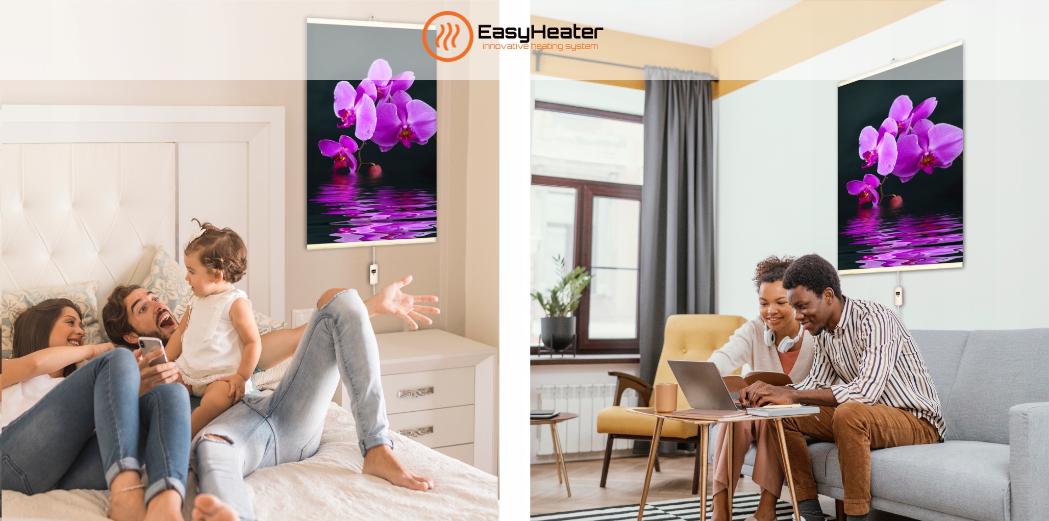 Panel grzewczy na podczerwień EasyHeater z regulatorem 430W Orchidea Liczba poziomów mocy 2