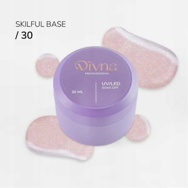 Divna Skilful Base 30 Hybridní báze 30 ml světle růžová s částečkami