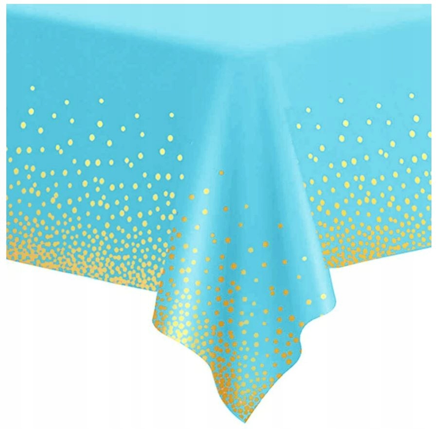 

Obrus plamoodporny foliowy 137x274 niebieski groch