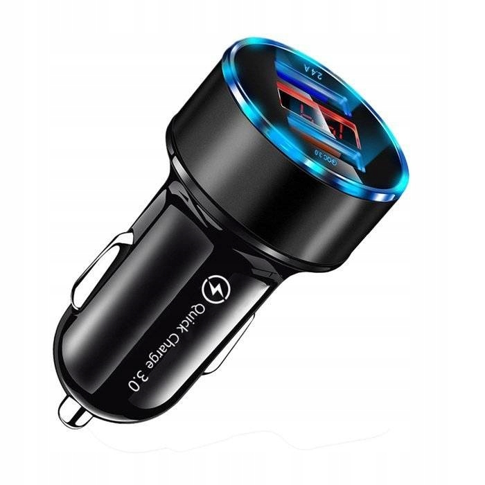 ŁADOWARKA DO AUTA MIERNIK NAPIĘCIA QC 3.0 CZARNA