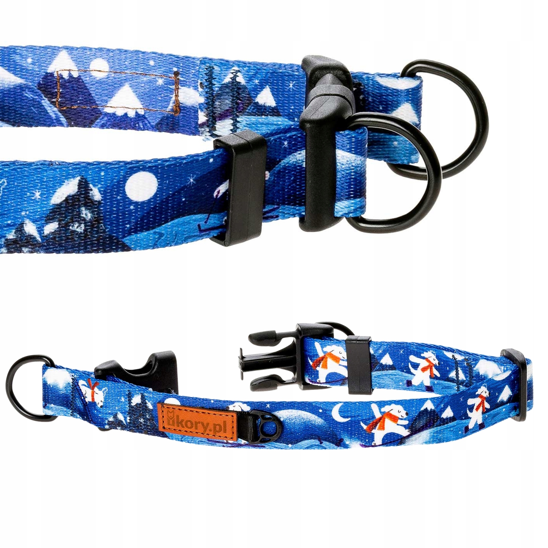 Levně Pevný Obojek pro velkého silného psa XL 30 mm Ukory Blue vánoční