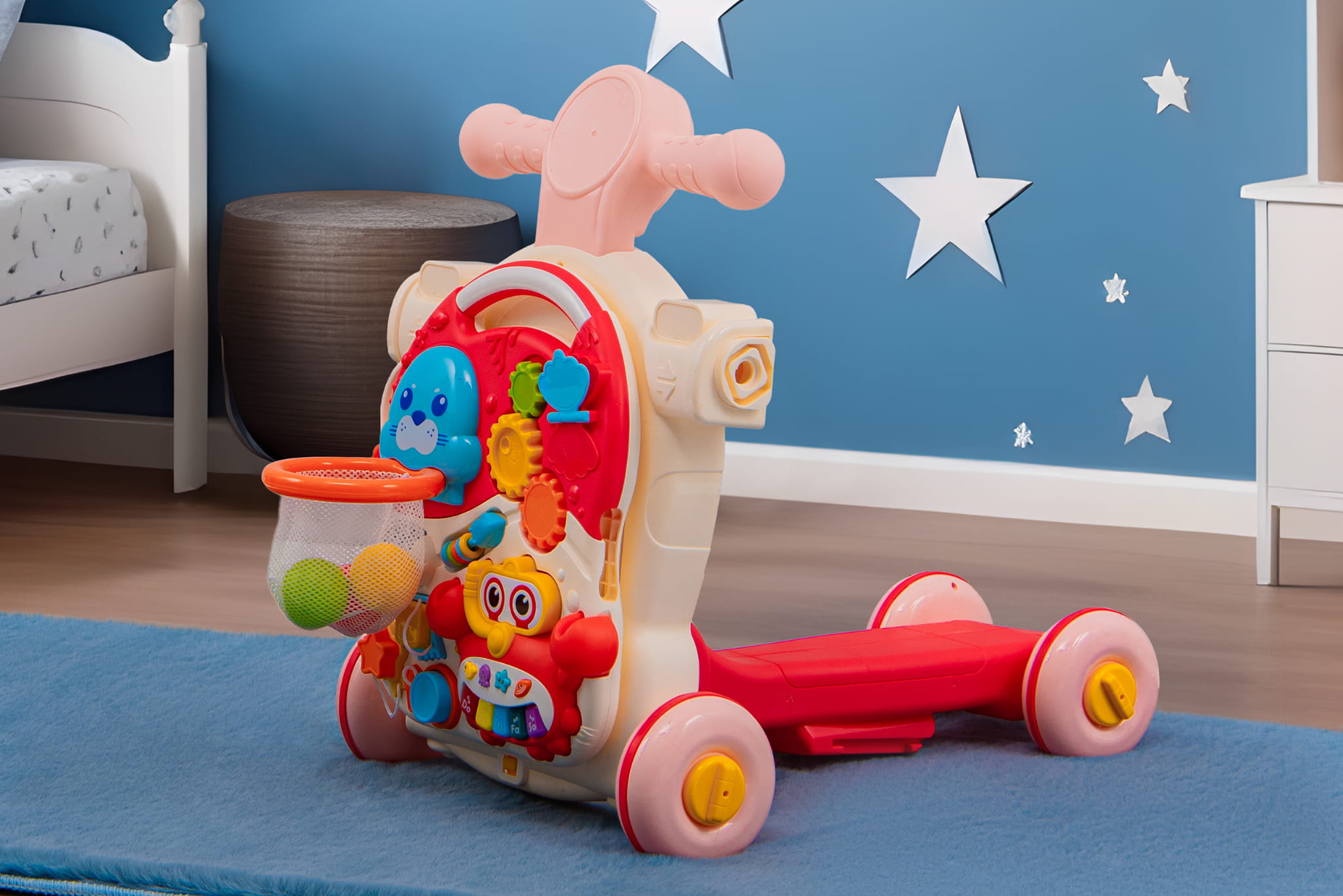 ROWER PCHACZ JEŹDZIK STOLIK INTERAKTYWNY 4W1 RÓŻOWY Materiał plastik