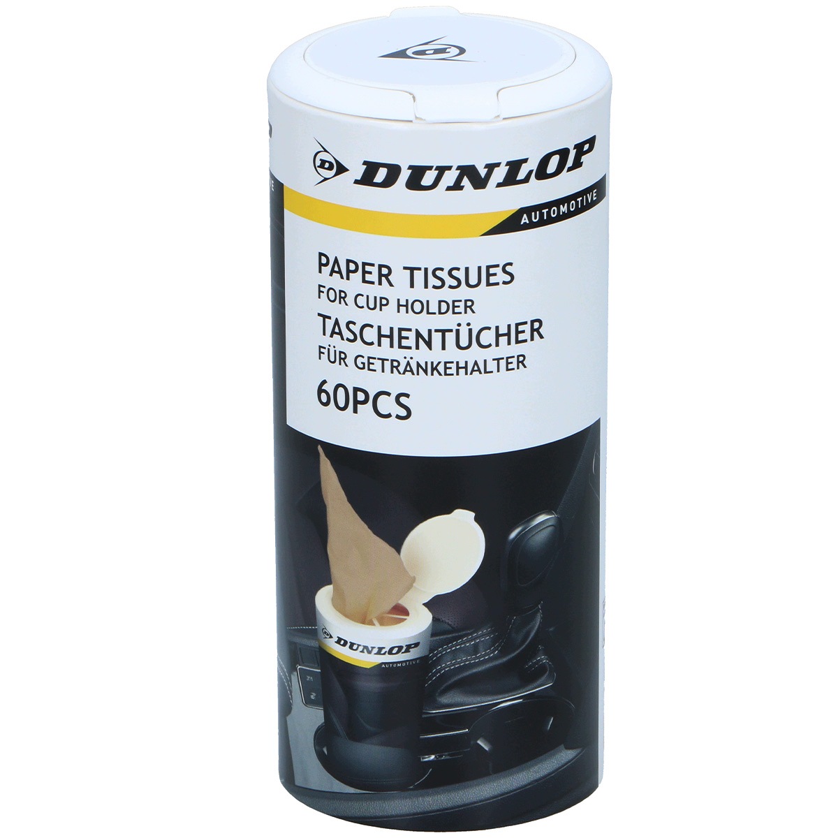 Chusteczki papierowe Dunlop 60 sztuk do uchwytu na kubek samochodowy