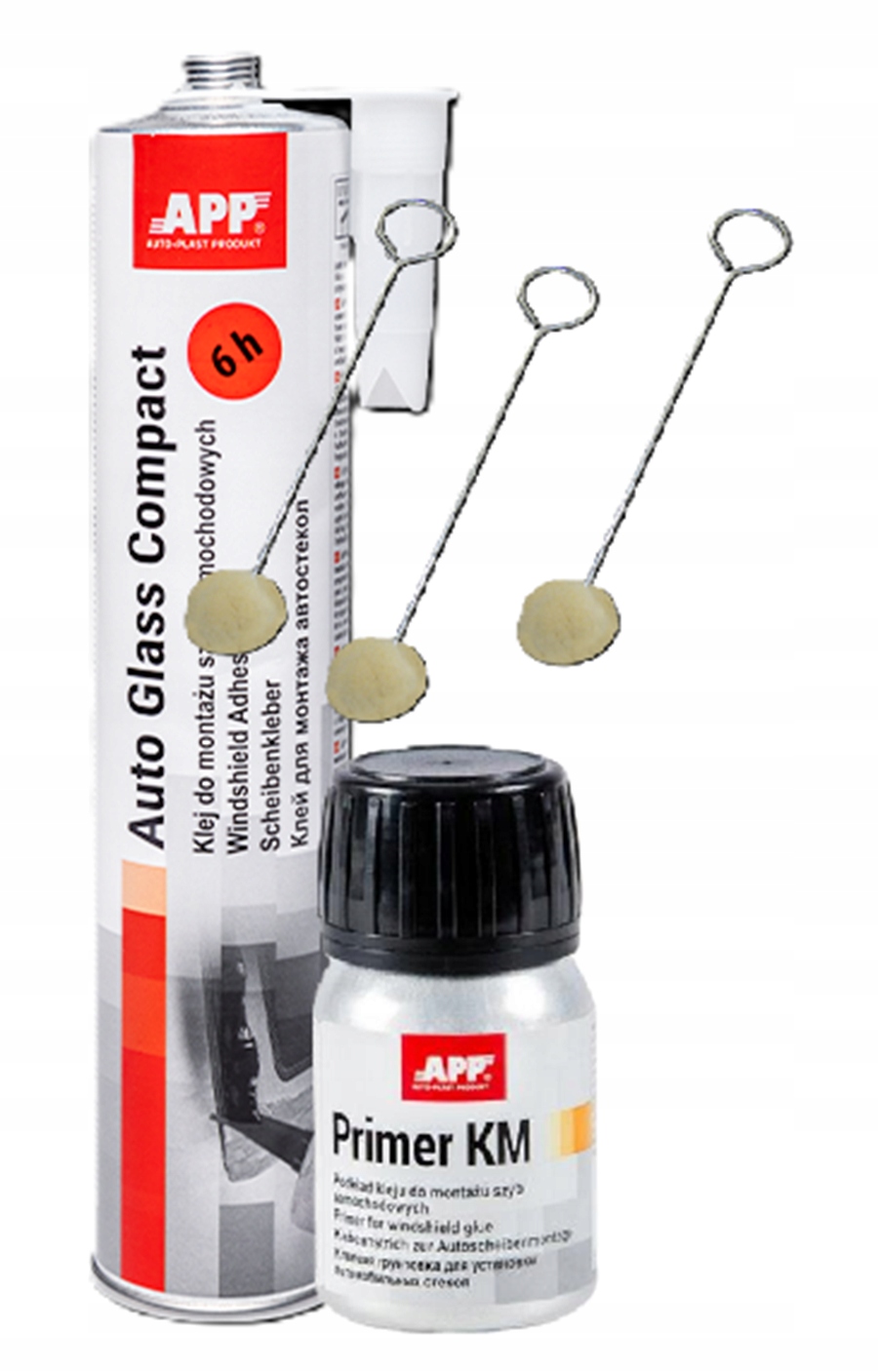 Zestaw do montażu szyb samochodowych klej podkład 30 ml+ aplikator App