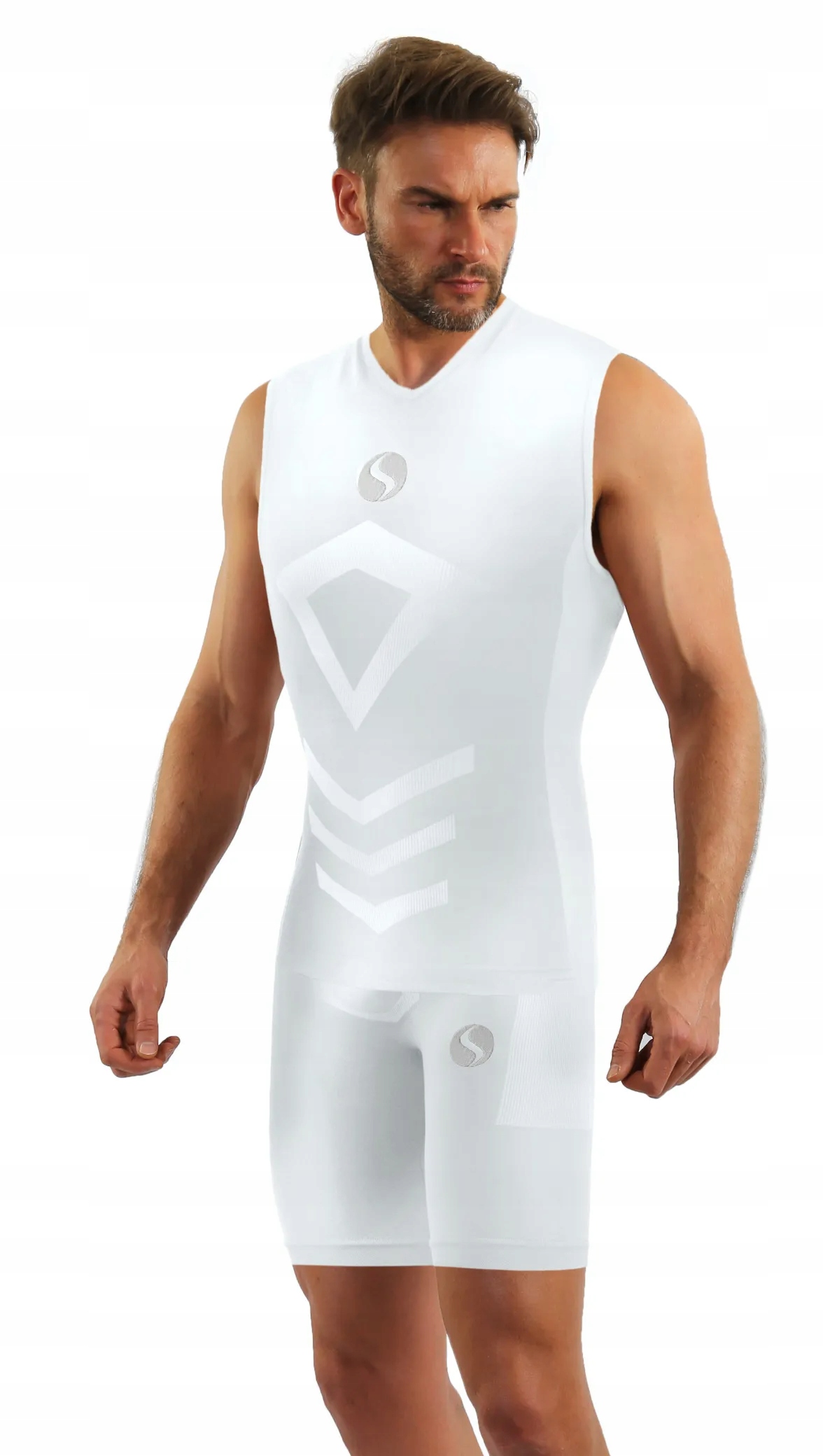 Sesto Senso Pánský komplet Thermo bez rukou. kraťasy CL38 CL41 Bílá XXL/3XL