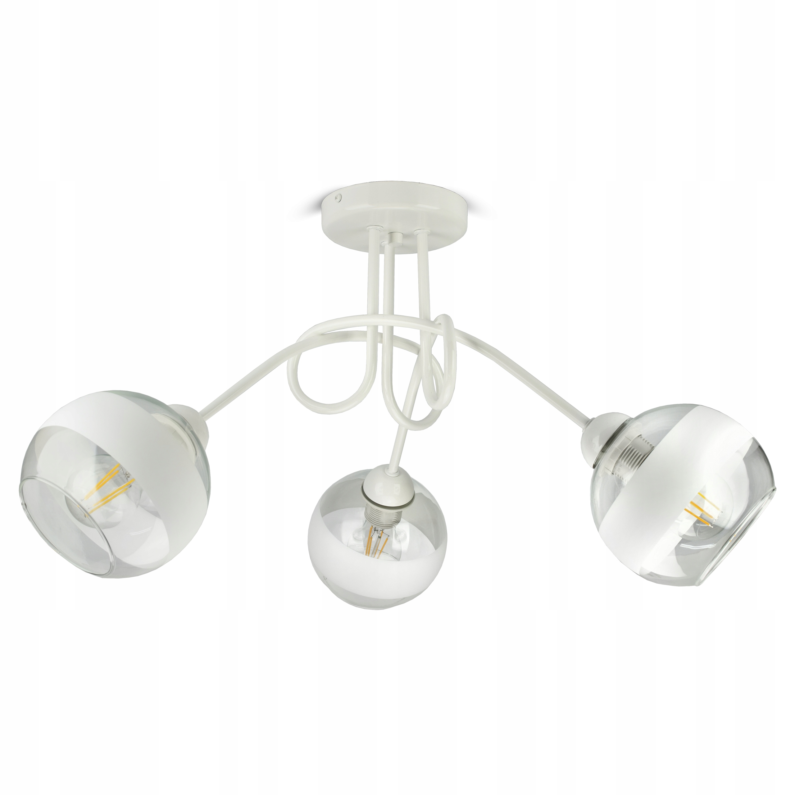 Závěsná stropní lampa Lustr Bílá Skleněné Koule Bílý Belt PE3 Led E27