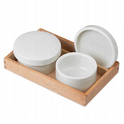 Porcelánové nádoby stojan ze dřeva Meeden