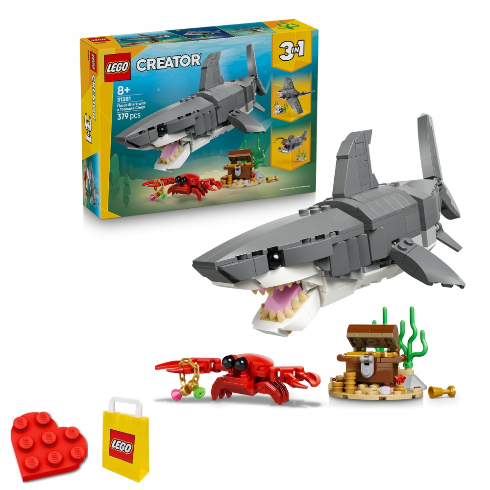 stavebnice Lego 31381 Creator 3v1 379 dílků Hrozivý žralok