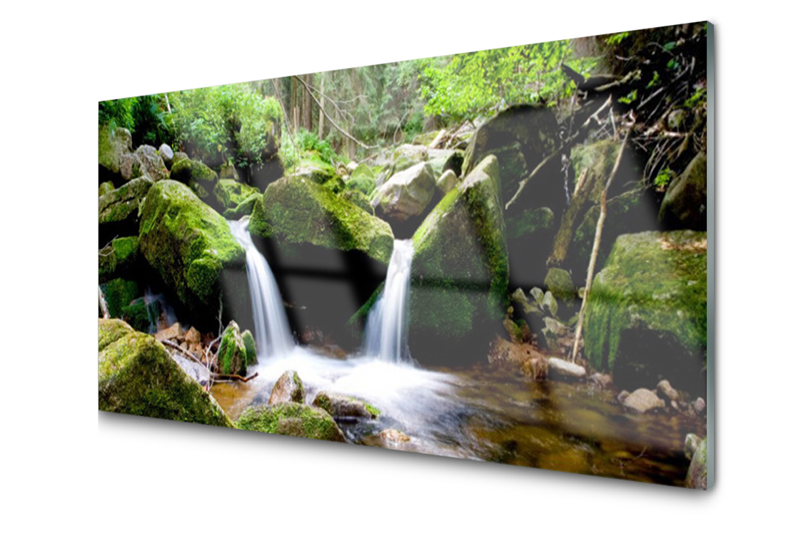 

Panel szklany dekor Wodospad Skały 140x70 + Klej