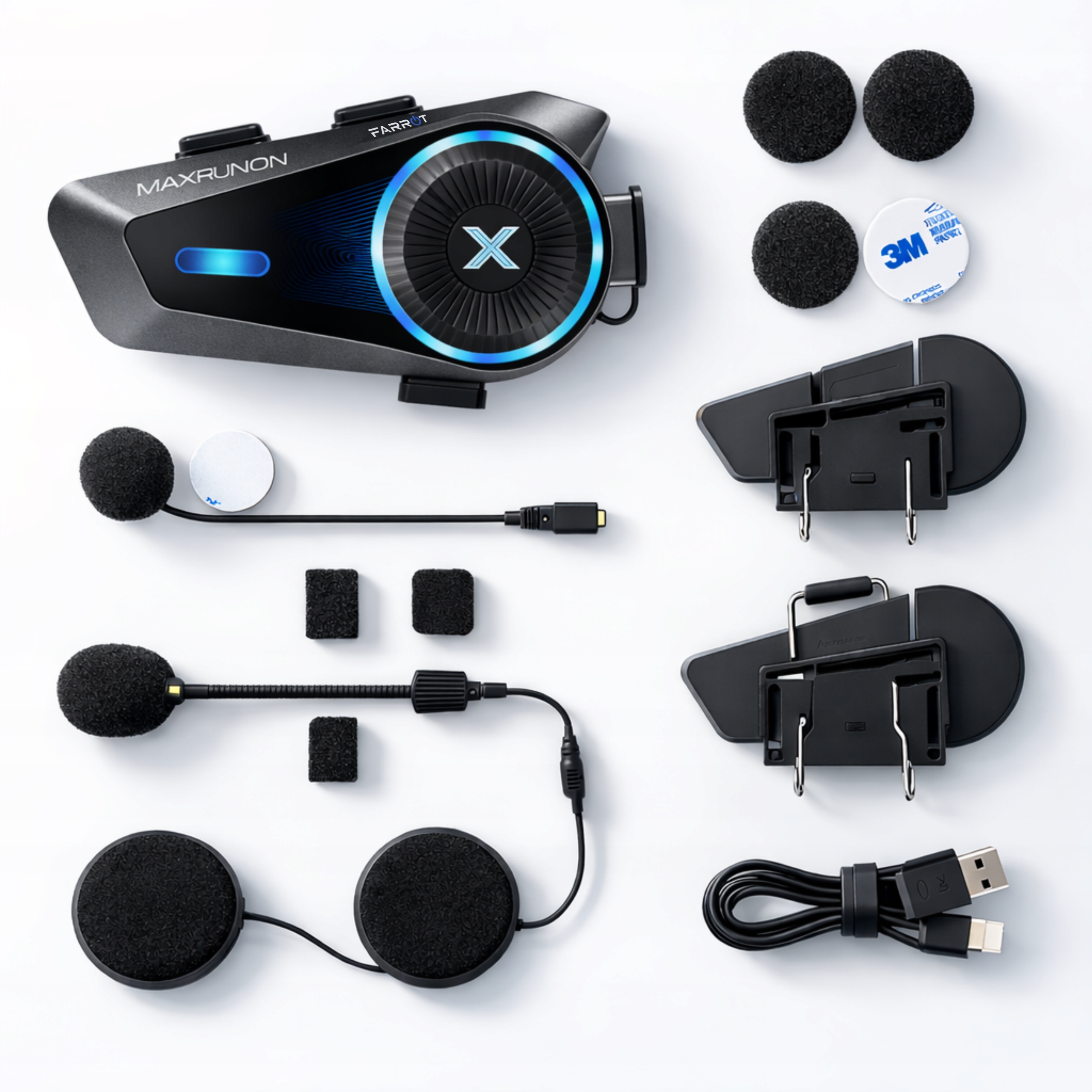 Interkom Motocyklowy do kasku Mesh 1.6km Bluetooth 5.4 IPX7 ANC 160km 2 szt