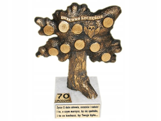 DRZEWKO SZCZĘŚCIA NA 70 URODZINY Statuetka Prezent