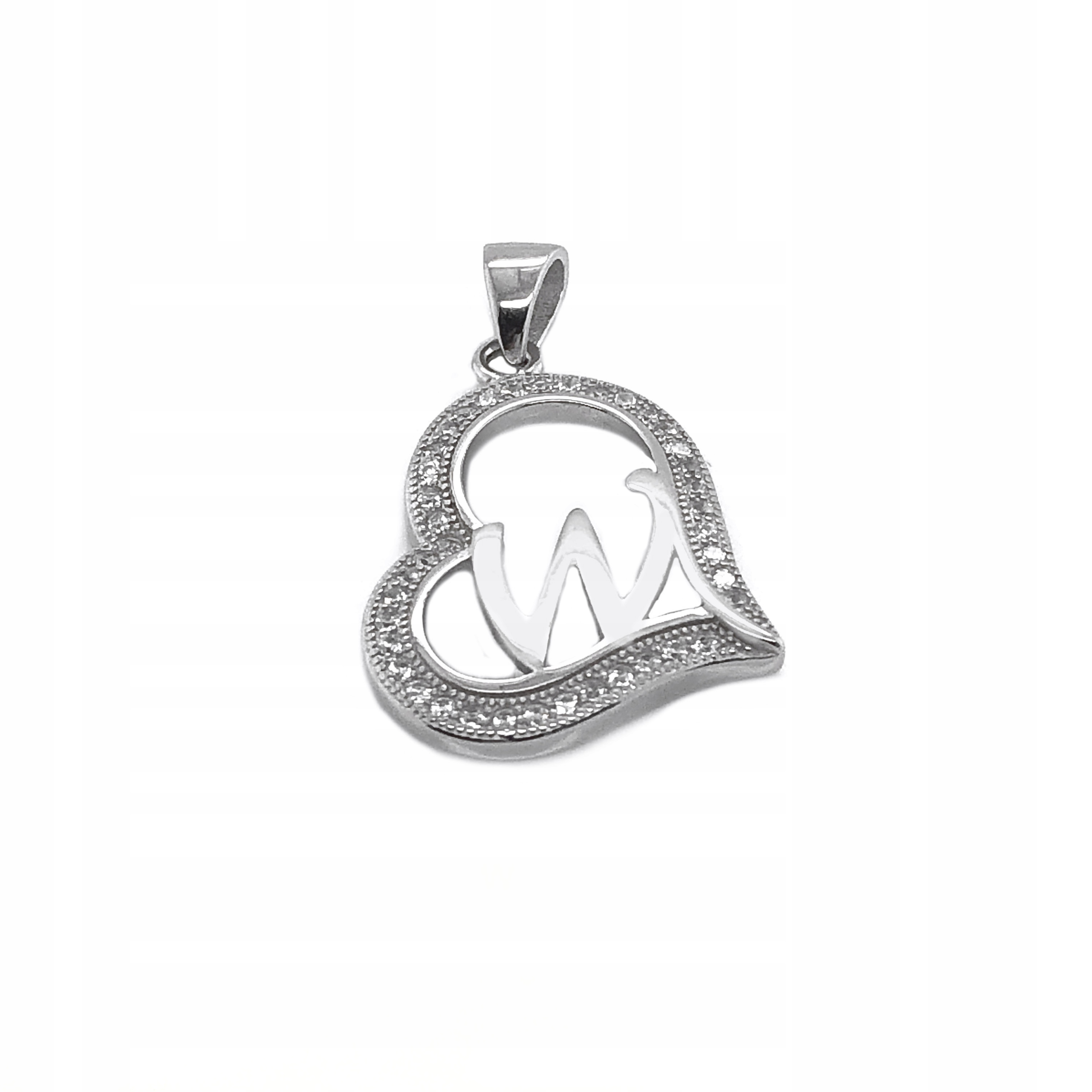 Písmeno W stříbrné v srdíčku Ag 925 SLT91/W