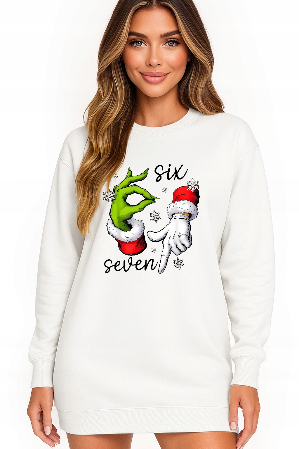 Mikina Vánoční Oversize Šaty Six Seven 67 Grinch Dárek M