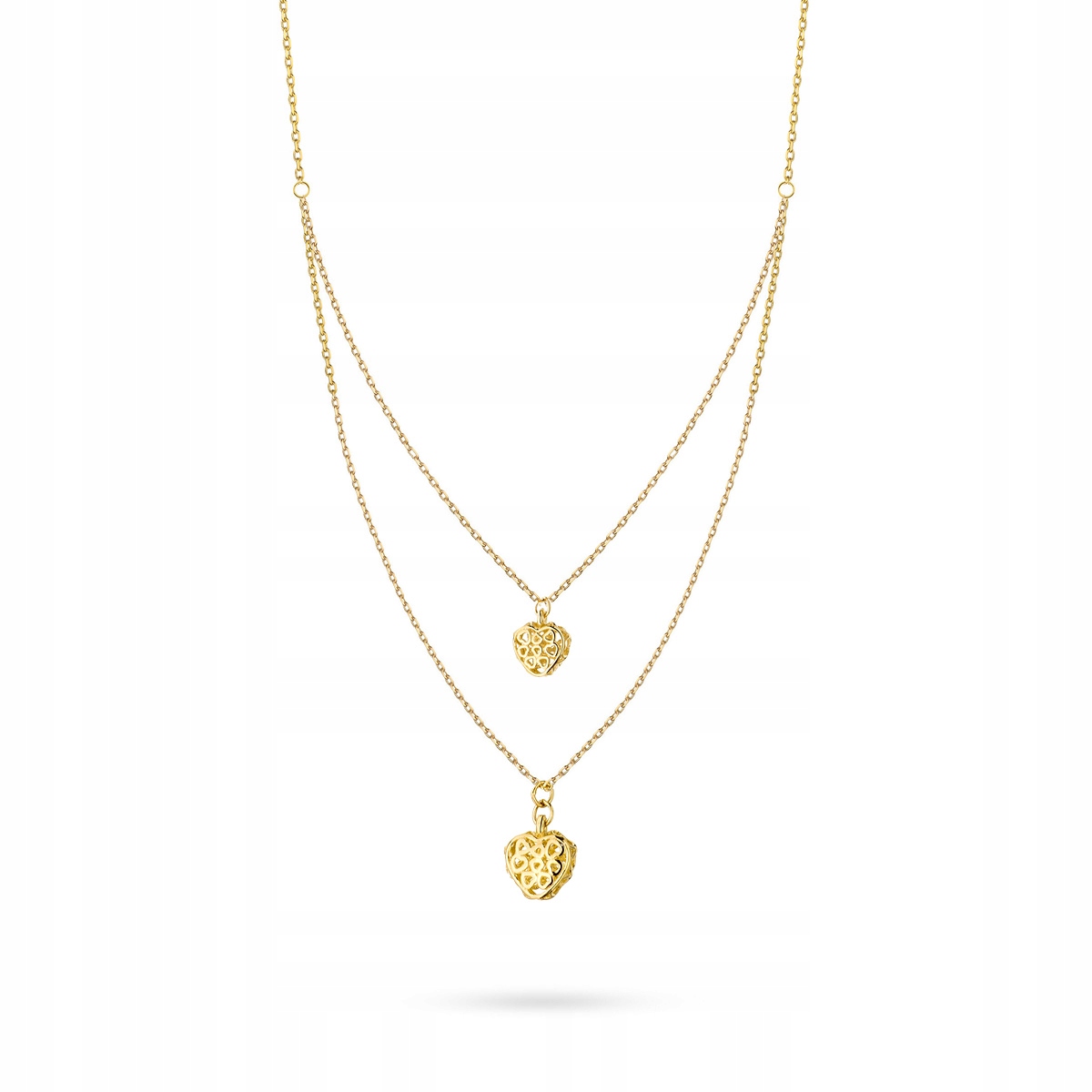 Zlatý Náhrdelník Dvojitý pr. 585 Ažurové Srdce 14k