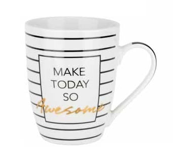 

Kubek porcelanowy Dotti 340 ml biały złoty awesome