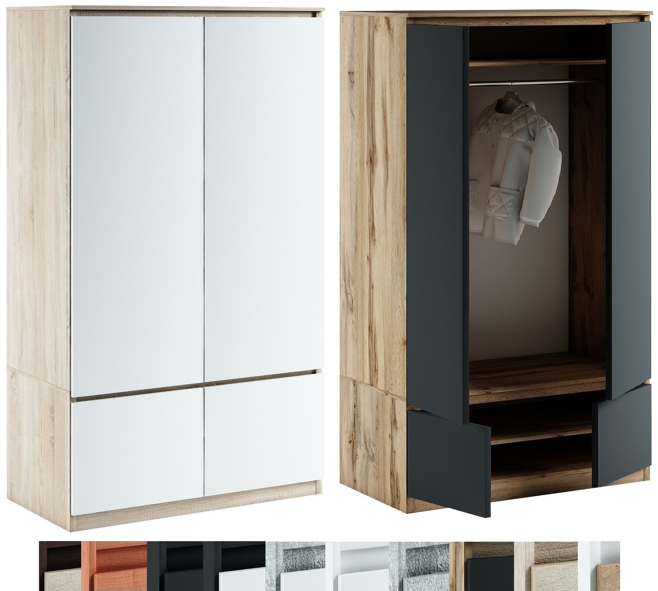 064-067 SZAFA B4d 81x55x205 - WOTAN / CZARNY