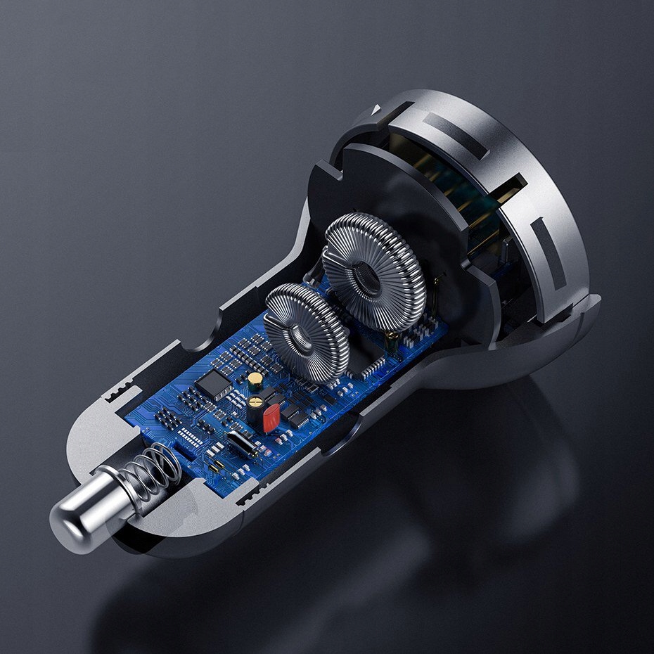 SZYBKA ŁADOWARKA SAMOCHODOWA BASEUS 2xUSB 4.8A LCD Złącza USB