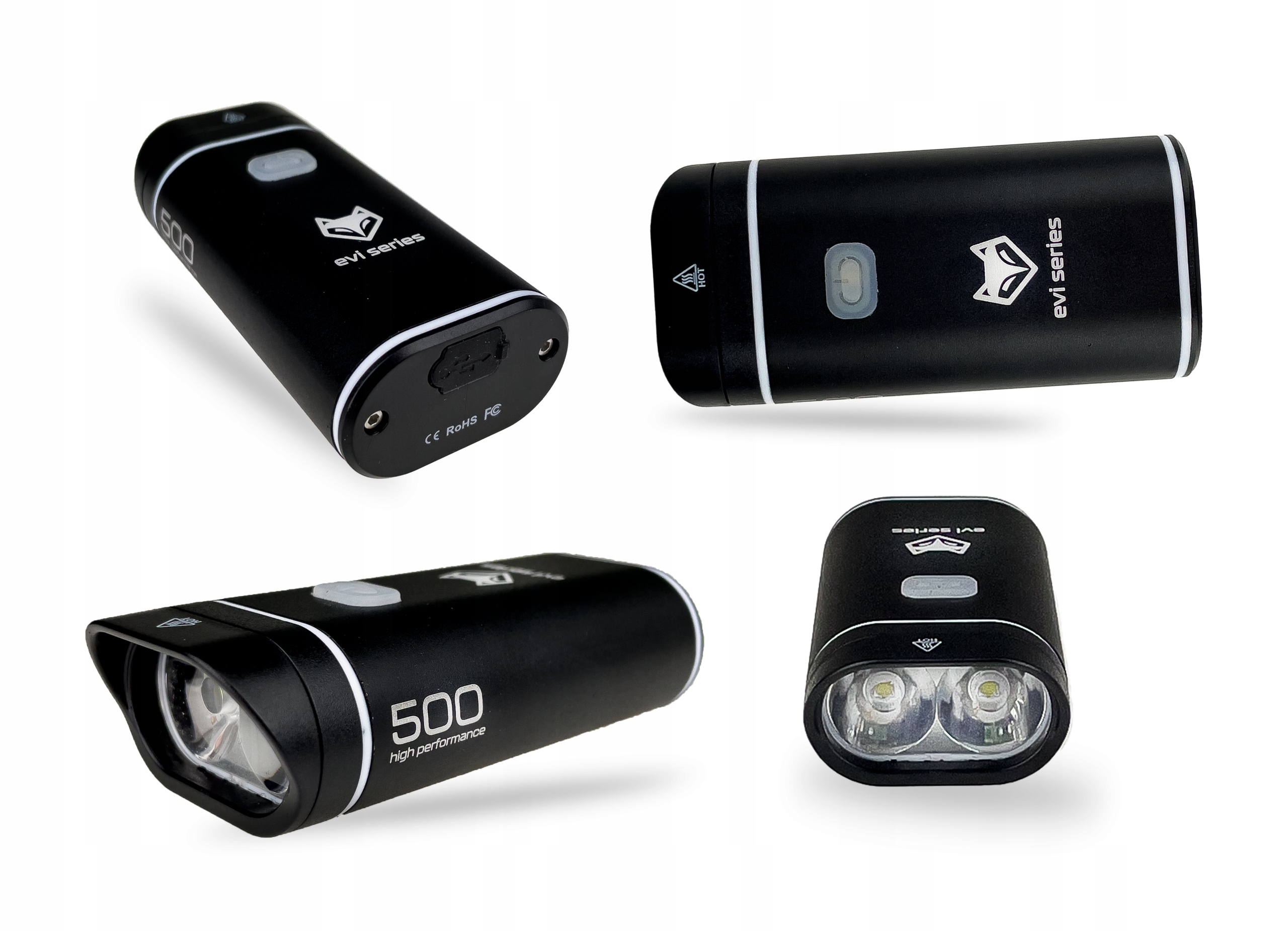 Lampka rowerowa mocna światło PRZÓD TYŁ na kierownice iLIGHT USB ZESTAW Model iLIGHT pro v500+