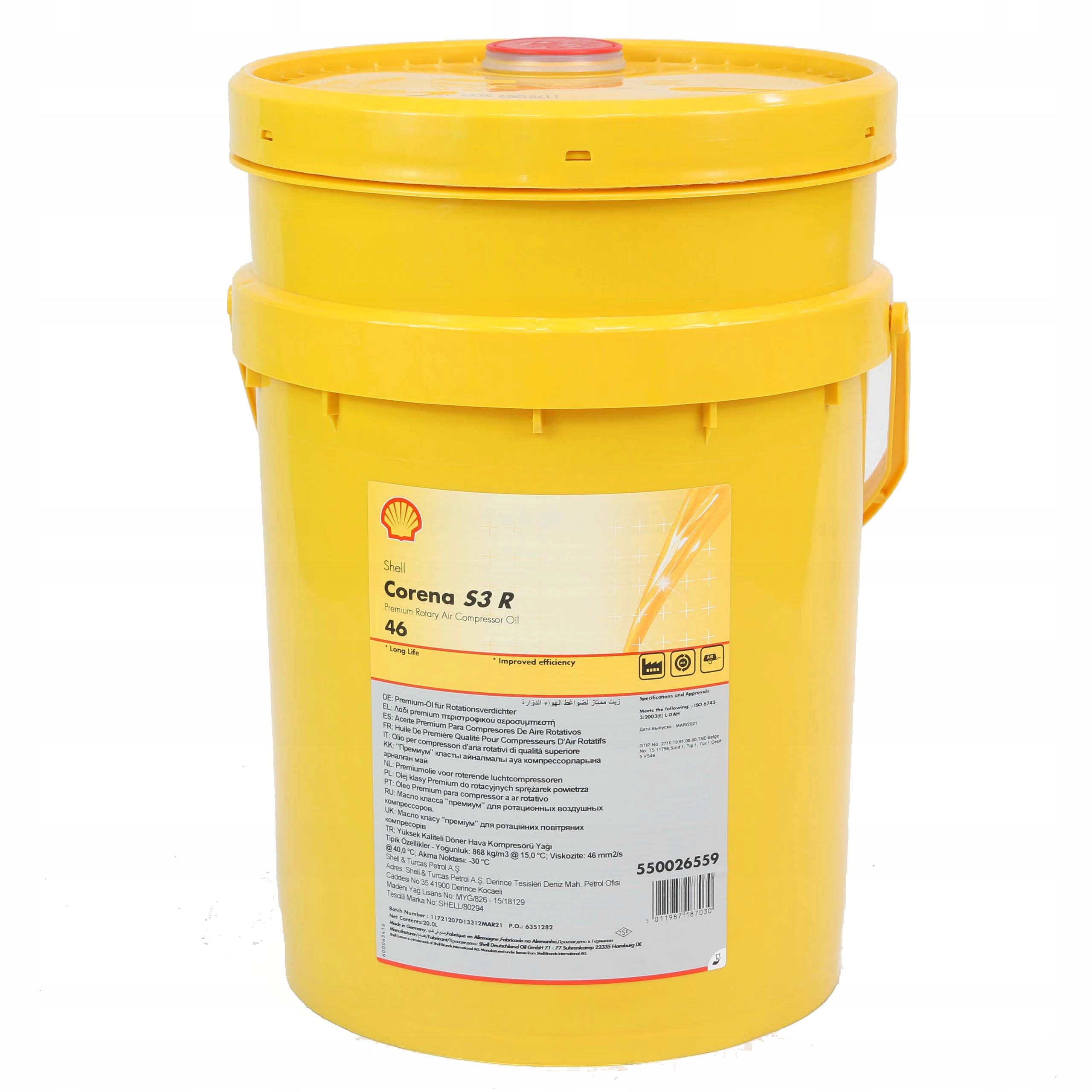 OLEJ SHELL CORENA S3 R 68 20L CORENA S3 R 68 20L Producent Shell