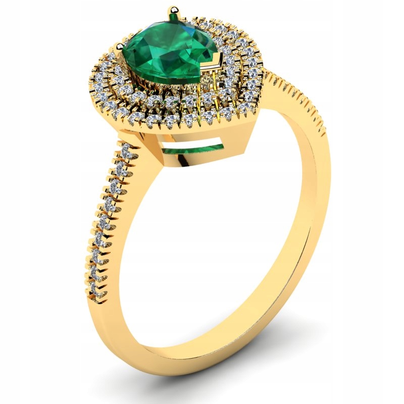 

Pierścionek Złoty Koktajlowy Z Zieloną Cyrkonią