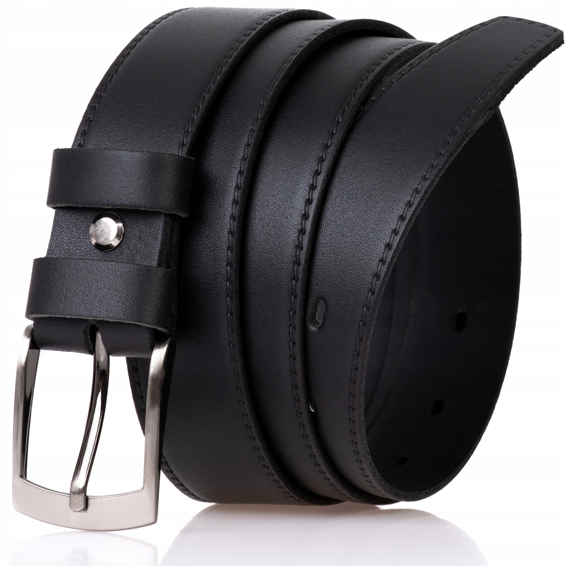 

Sepher Pasek skórzany 3cm Czarny przeszycie klasyk