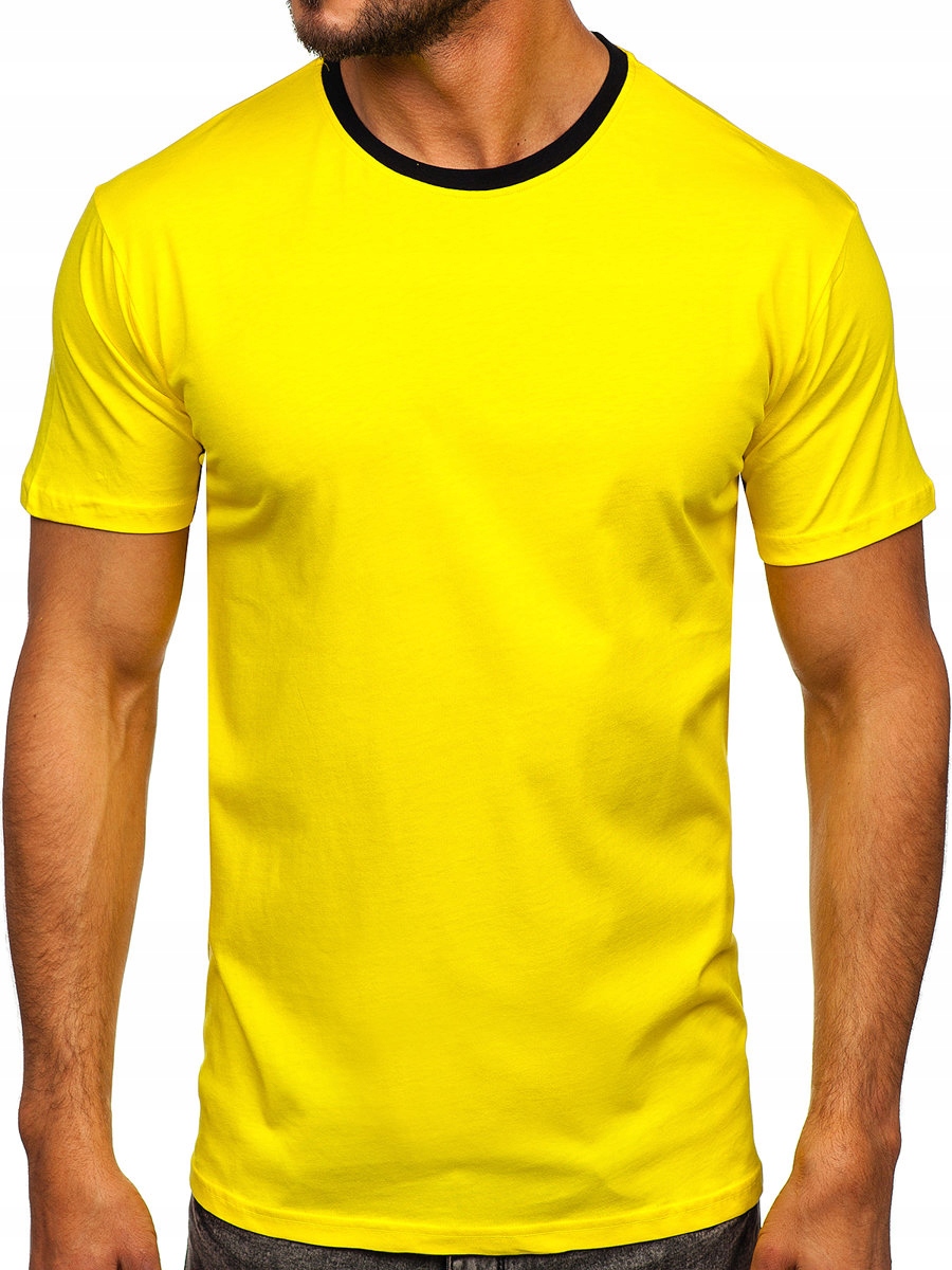 

T-shirt Bawełniany Męski Żółty 0004 Denley_m