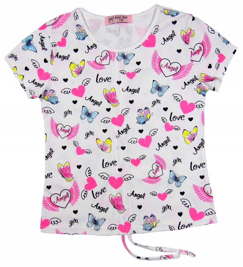 

krótka wiązana Bluzka we wzorki 60A Angel 8Y biała